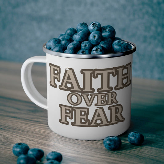 12oz Faith Over Fear Enamel Camping Mug