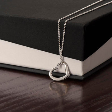 14k White Gold Finish / Standard Box Delicate Heart Necklace