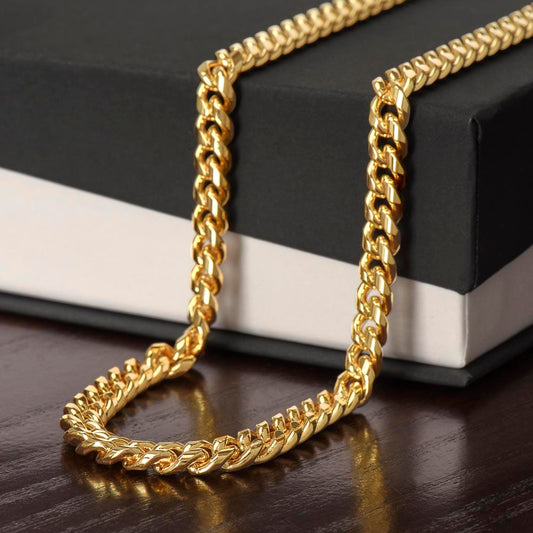 14k Yellow Gold  Finish / Standard Box Cuban Link Necklace