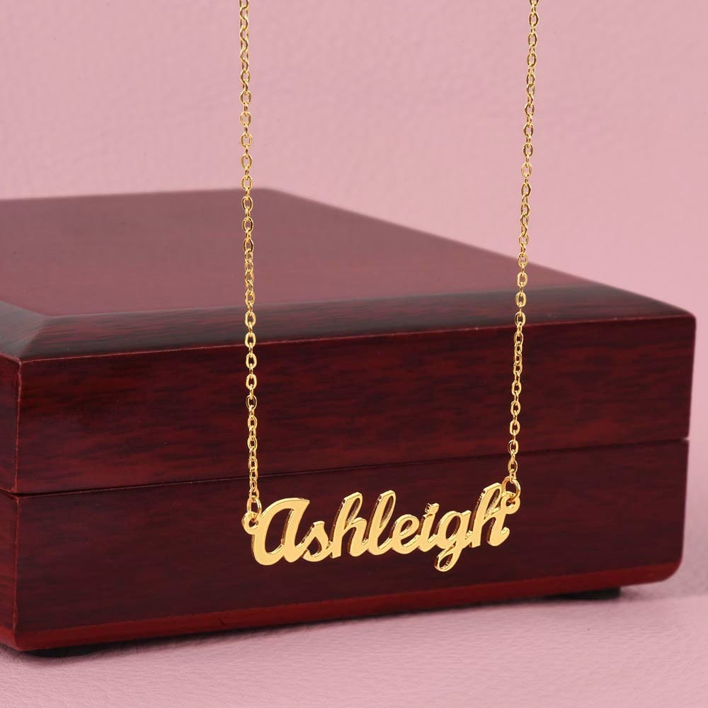 18k Yellow Gold Finish / Luxury Box Custom Name Necklace