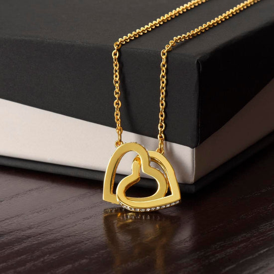 18k Yellow Gold Finish / Standard Box Interlocking Hearts