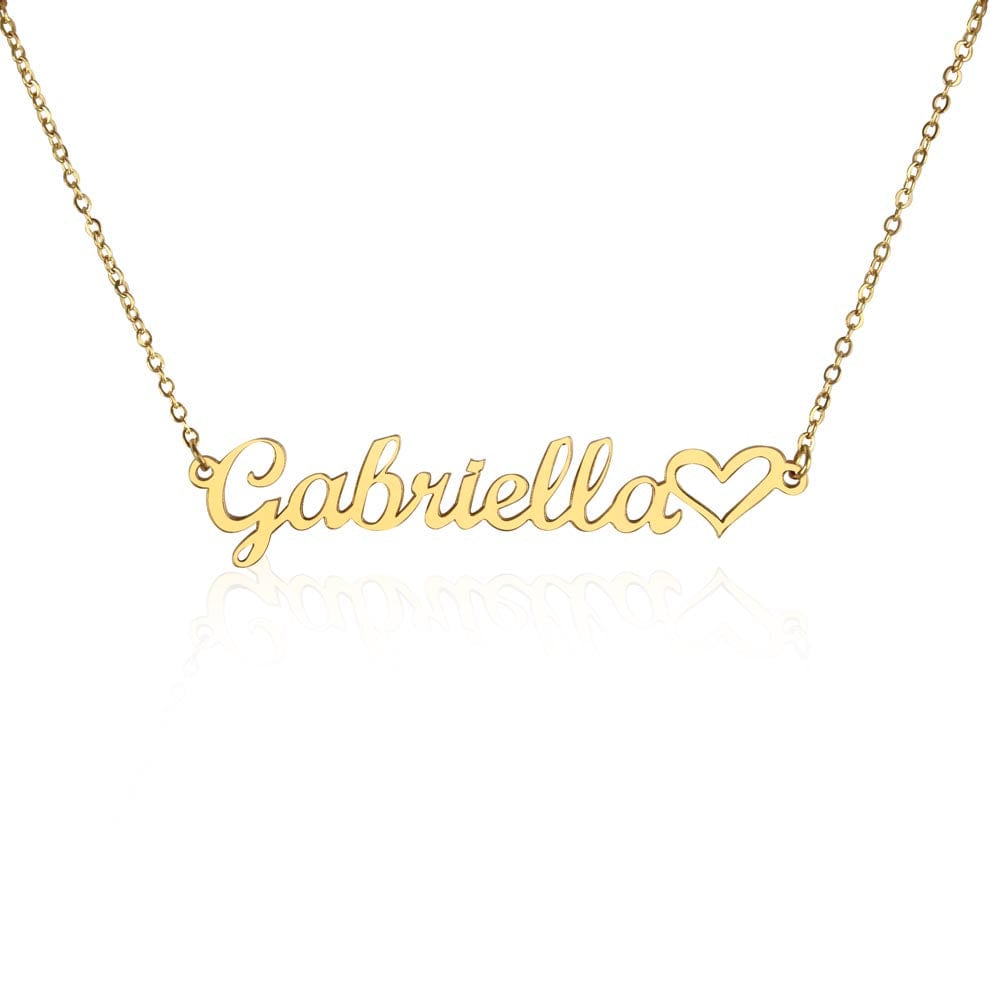 18k Yellow Gold Finish / Standard Box Personalized Heart Name Necklace