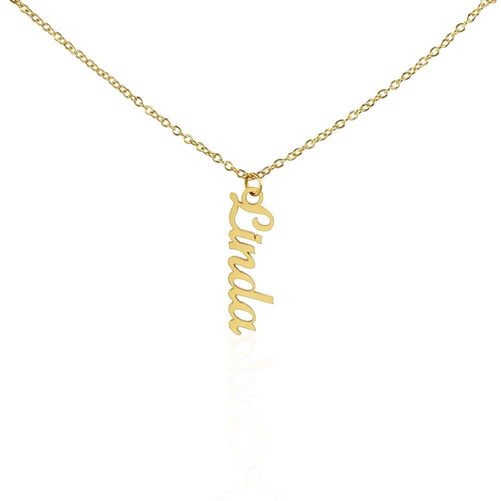 18k Yellow Gold Finish / Standard Box Personalized Vertical Name Necklace