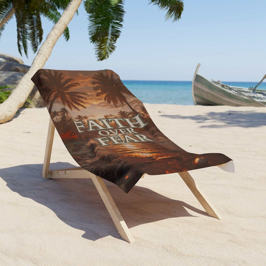 30" × 60" Faith Over Fear Beach Towel