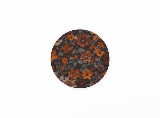 8.7" × 8.7" (Round) Autumn Petal and Leaves PU Leather Mouse Mat