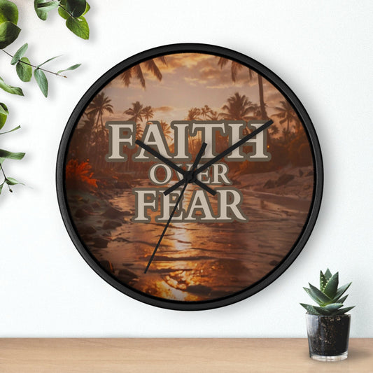 Black / Black / 10" Faith Over Fear Wall Clock