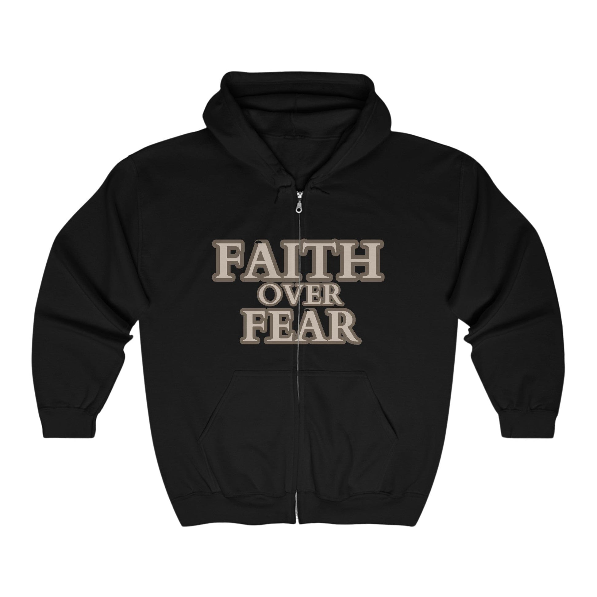 Black / S Faith Over Fear Unisex Heavy Blend™ Full Zip Hooded Sweatshirt