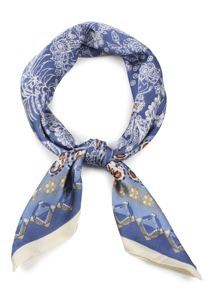 Blue ELEPHANT PAISLEY PRINT SATIN SCARF 🐘