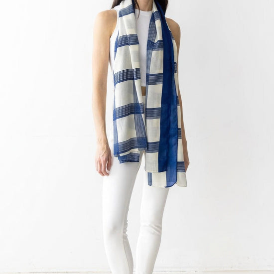 Blue Fashion Plaid Skinny Scarf