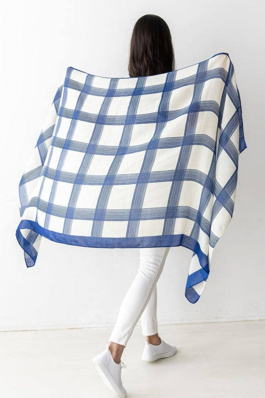 Blue Fashion Plaid Skinny Scarf