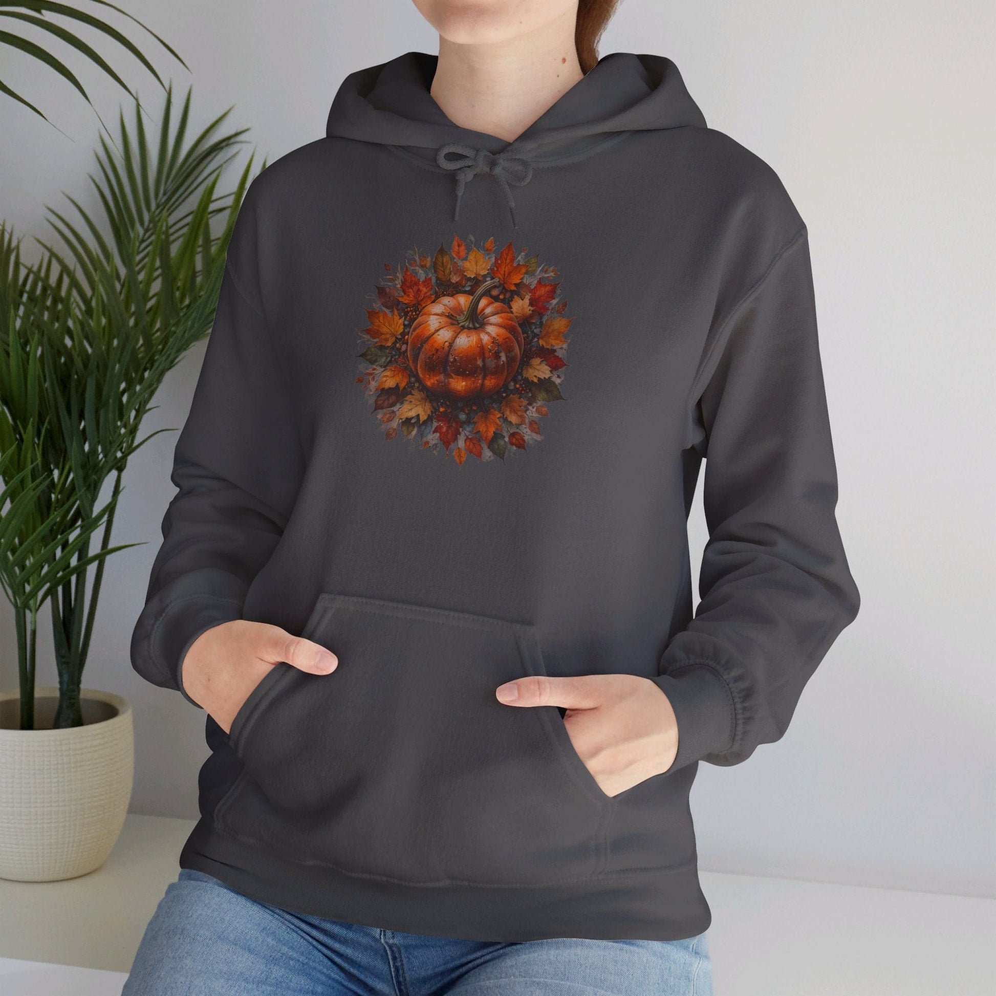 Charcoal / S Pumpkin Foliage Unisex Heavy Blend™ Hooded Sweatshirt: Cozy Comfort for Chilly Days