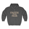 Dark Heather / S Faith Over Fear Unisex Heavy Blend™ Full Zip Hooded Sweatshirt