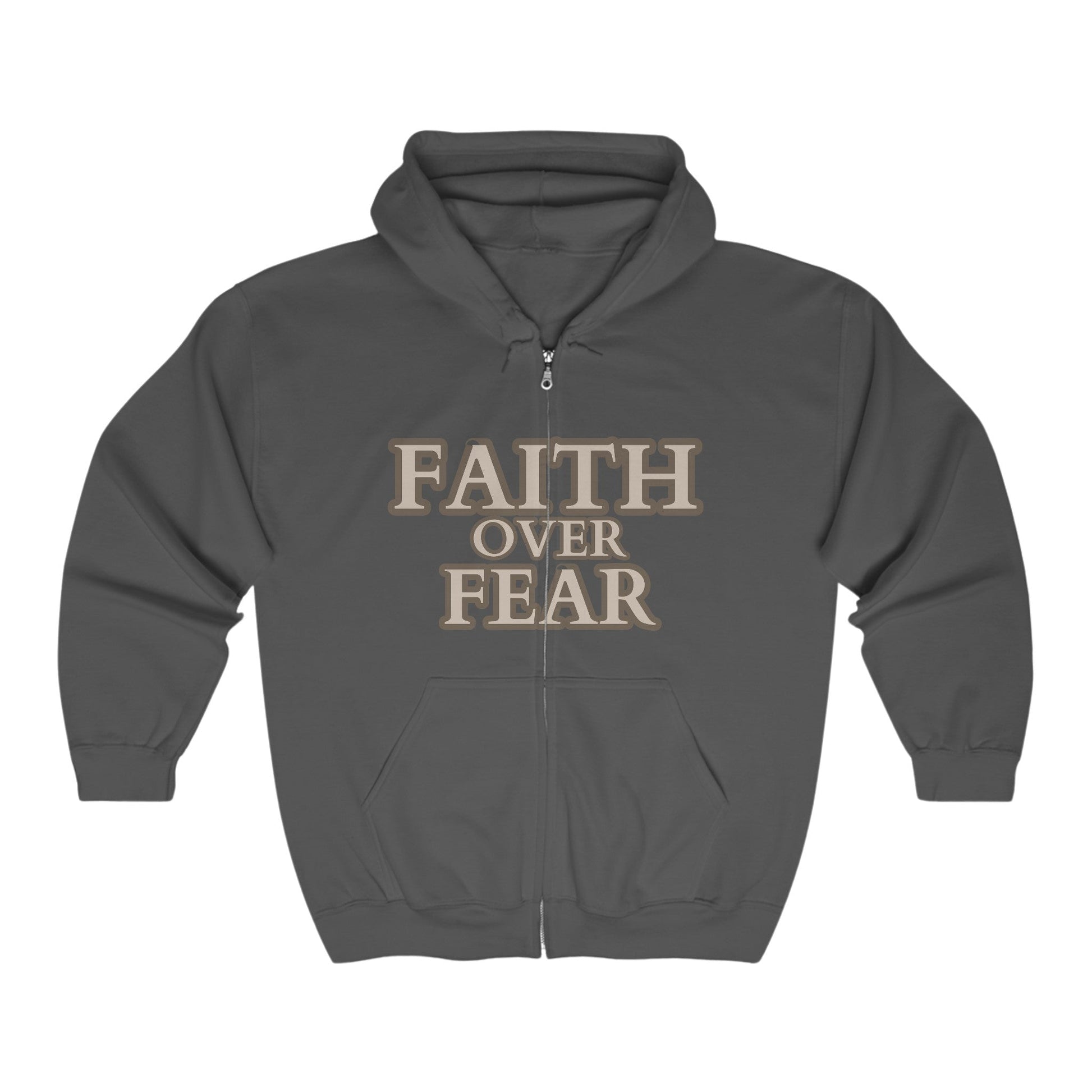 Dark Heather / S Faith Over Fear Unisex Heavy Blend™ Full Zip Hooded Sweatshirt