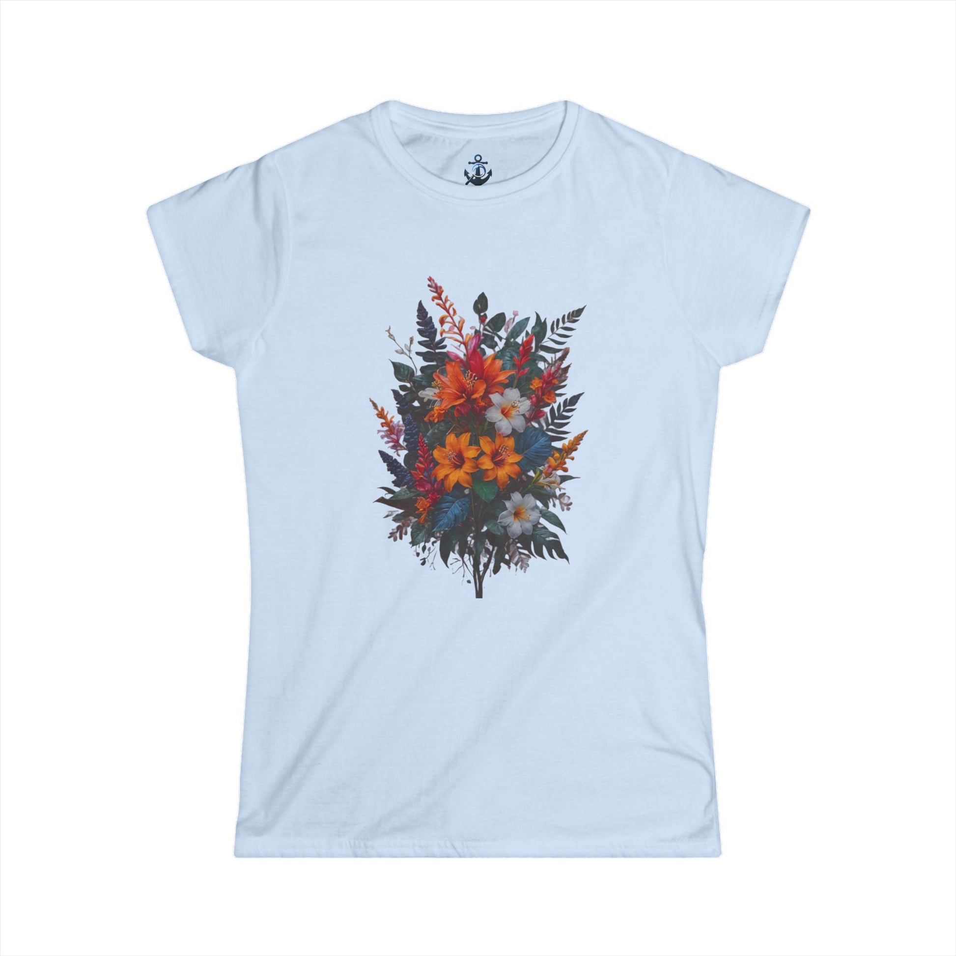 Light Blue / S Flower Bouquet Women's Softstyle Tee