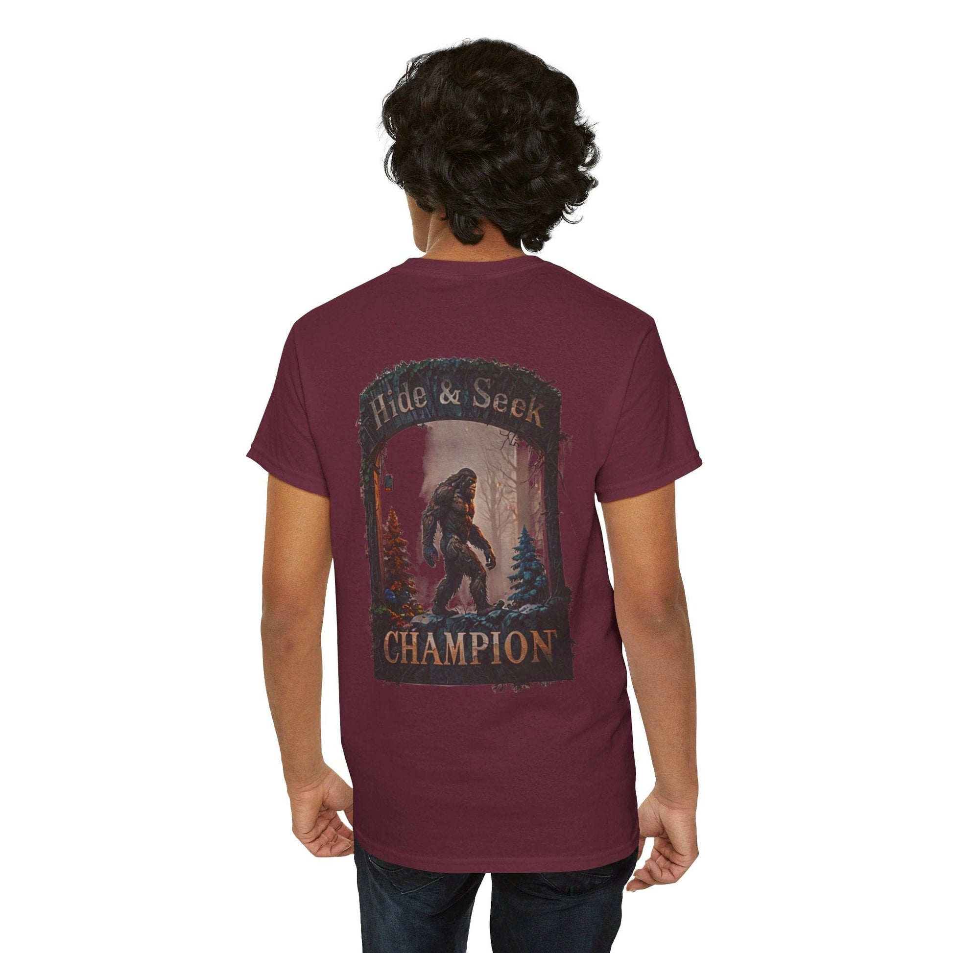 Maroon / S Bigfoot Hide and Seek Champion Unisex Heavy Cotton Tee