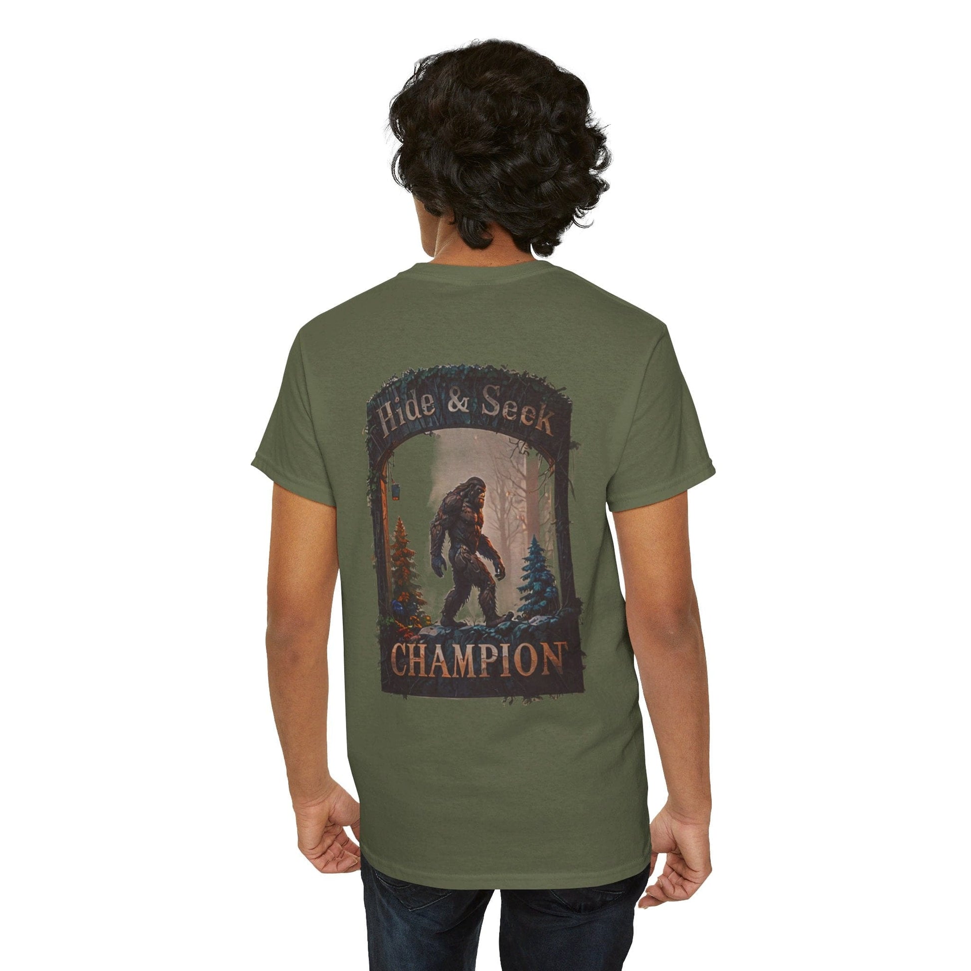 Military Green / S Bigfoot Hide and Seek Champion Unisex Heavy Cotton Tee