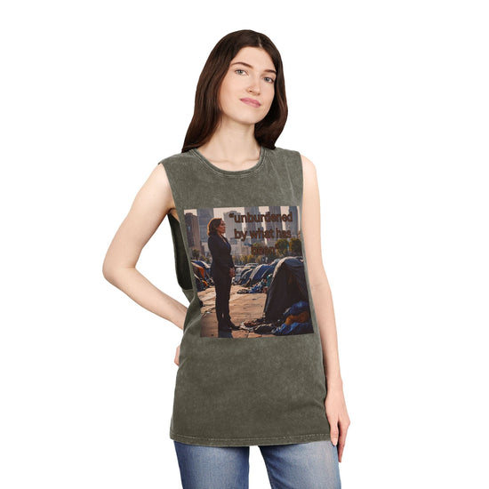 Moss Stone / XS Unburdened By What Has Been Unisex Stonewash Tank Top