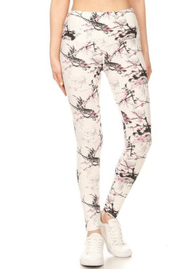 Multi 5-inch Long Yoga Style Banded Lined Floral Printed Knit Legging