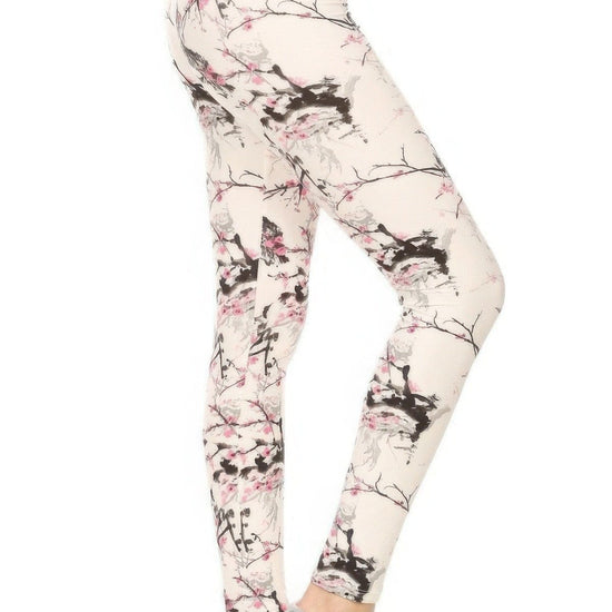 Multi 5-inch Long Yoga Style Banded Lined Floral Printed Knit Legging