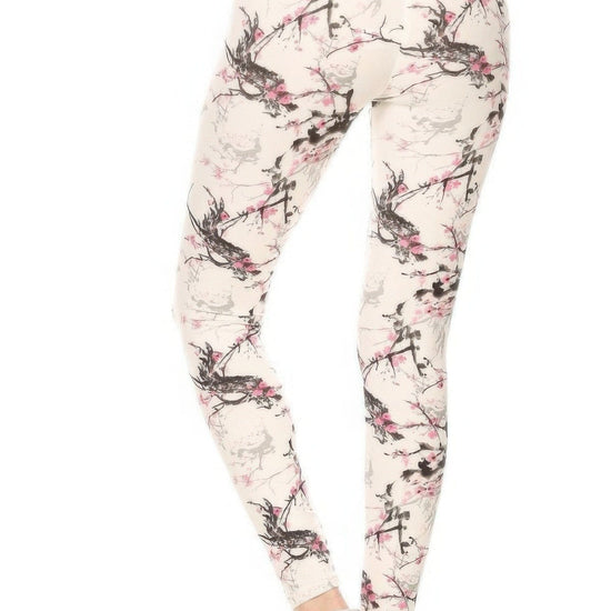 Multi 5-inch Long Yoga Style Banded Lined Floral Printed Knit Legging