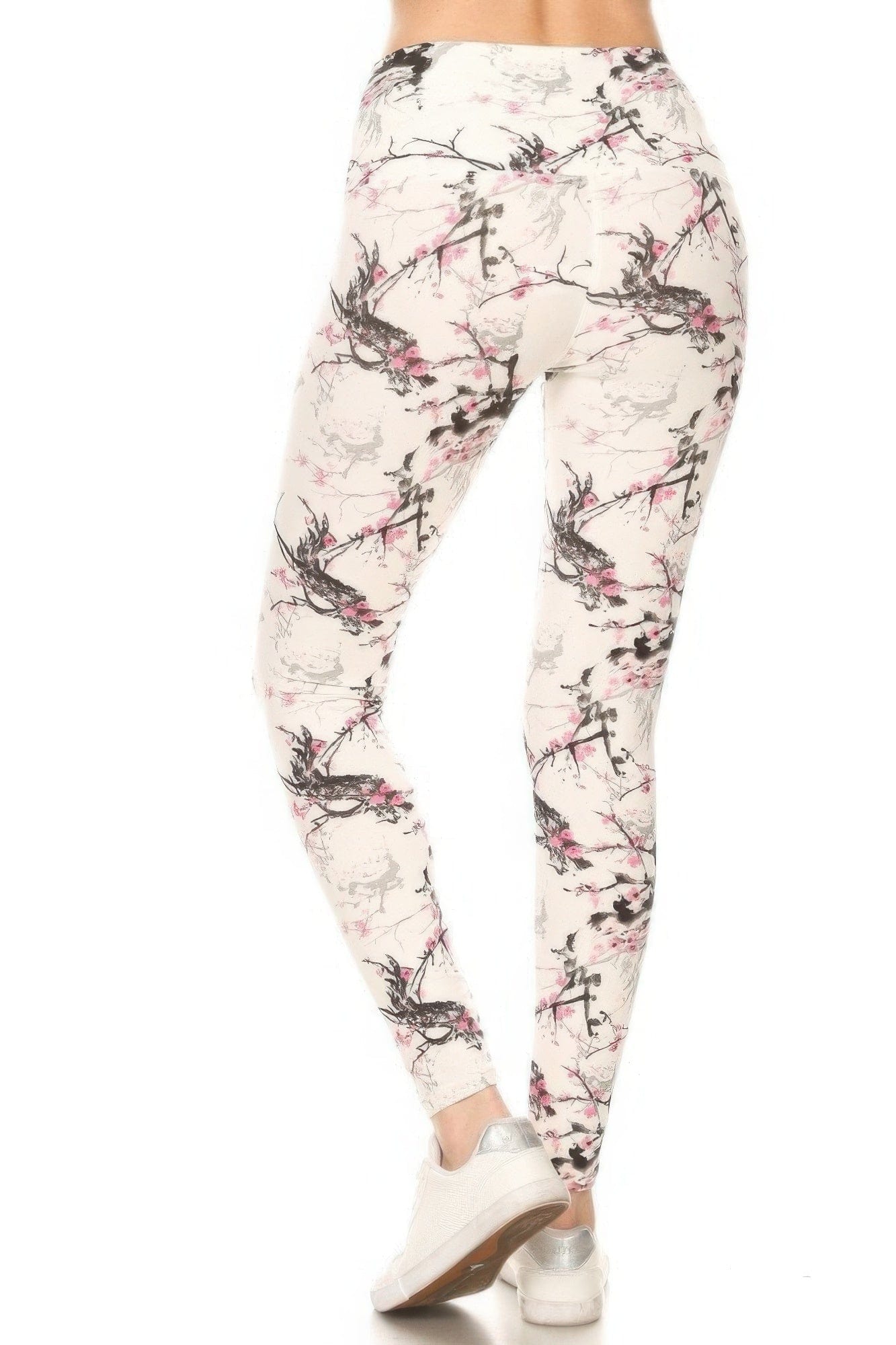 Multi 5-inch Long Yoga Style Banded Lined Floral Printed Knit Legging