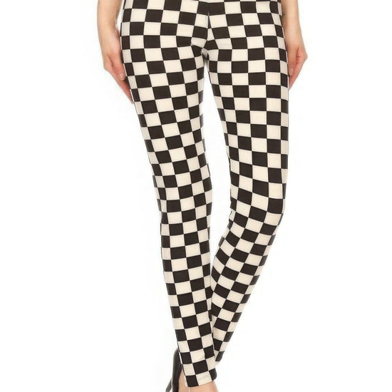 Multi Checkered Printed High Waisted Leggings