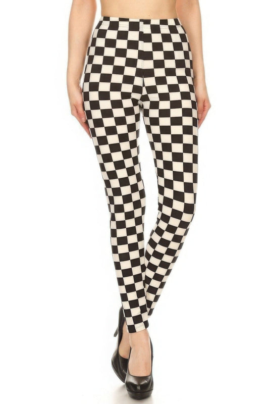 Multi Checkered Printed High Waisted Leggings