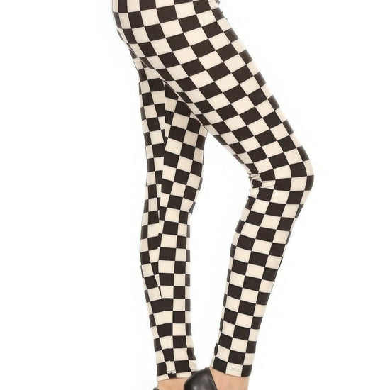 Multi Checkered Printed High Waisted Leggings