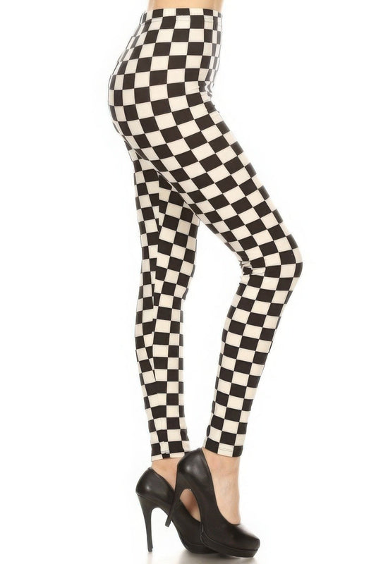 Multi Checkered Printed High Waisted Leggings