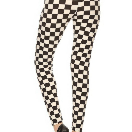 Multi Checkered Printed High Waisted Leggings