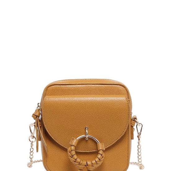 Mustard Vegan Leather Crossbody Bag with Adjustable Strap