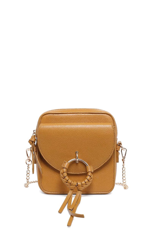 Mustard Vegan Leather Crossbody Bag with Adjustable Strap