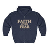 Navy / S Faith Over Fear Unisex Heavy Blend™ Full Zip Hooded Sweatshirt