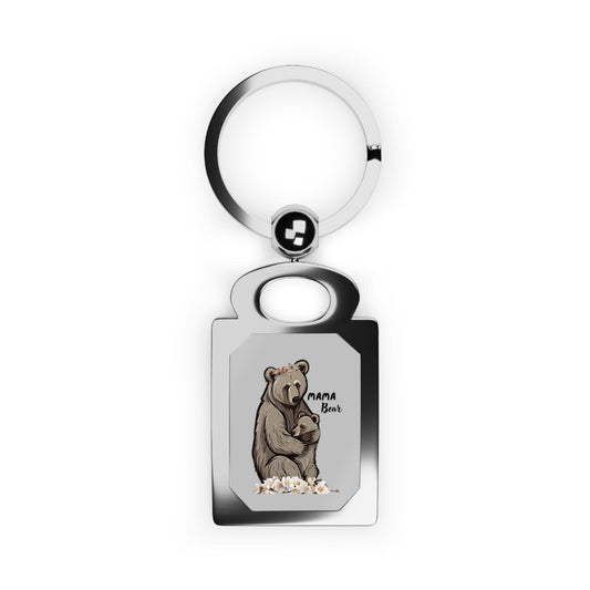 One size / Glossy / Silver Mama Bear Rectangle Photo Keyring