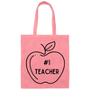 Pink / #1 Teacher Teacher Tote Bags