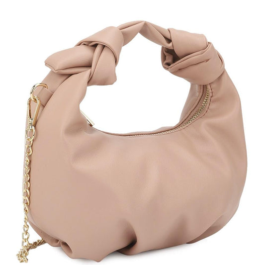 Pink Smooth Round Handle Zipper Bag - Elegance in Every Hold