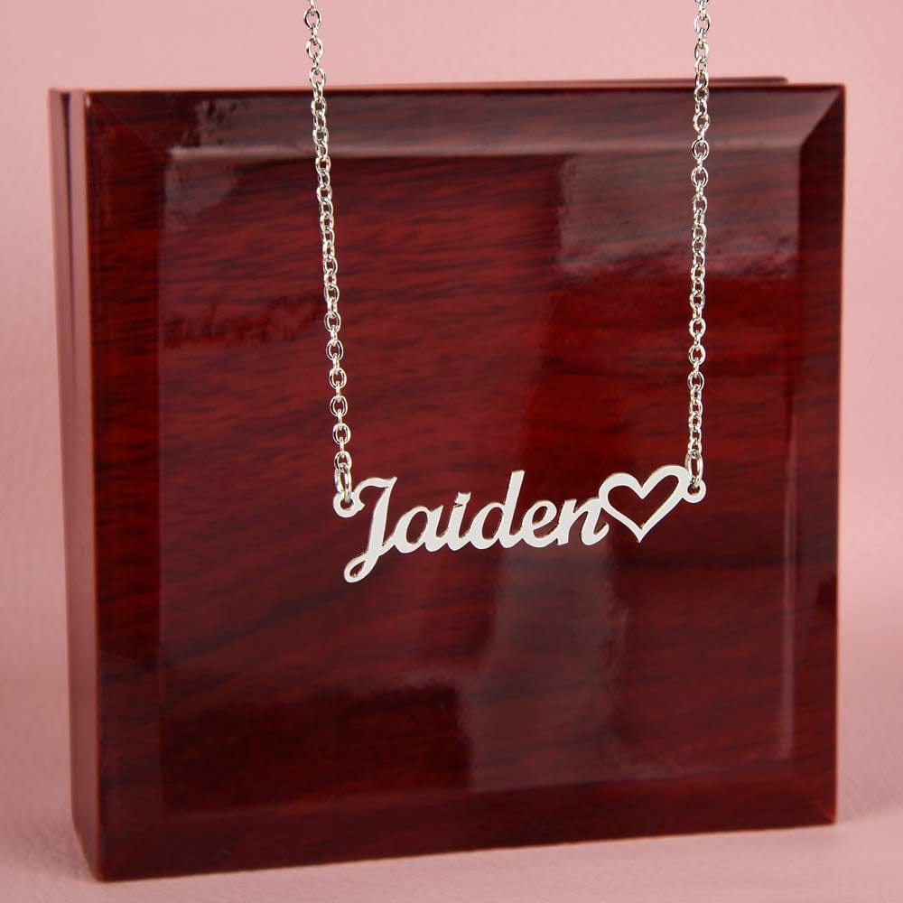 Polished Stainless Steel / Luxury Box Personalized Heart Name Necklace