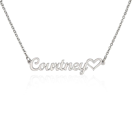 Polished Stainless Steel / Standard Box Personalized Heart Name Necklace