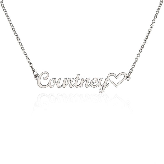 Polished Stainless Steel / Standard Box Personalized Heart Name Necklace