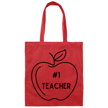 Red / #1 Teacher Teacher Tote Bags