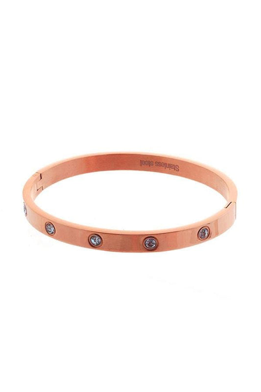 Rose Gold Stainless Steel Cubic Metal Bracelet