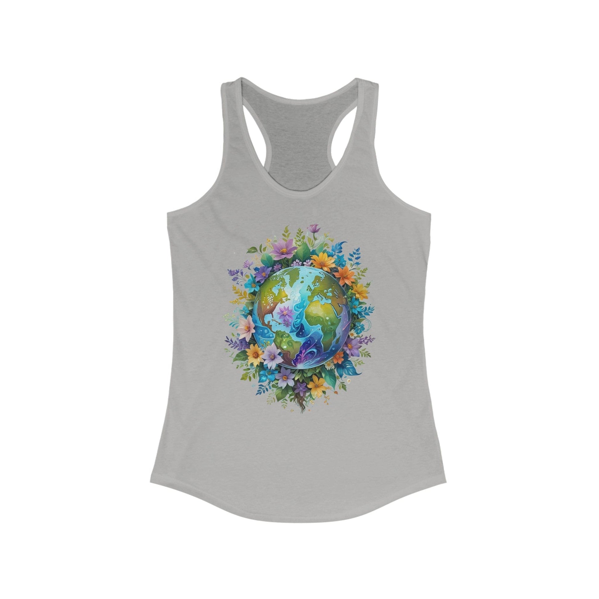 S / Heather Grey World Foliage Women's Ideal Racerback Tank: Lightweight Comfort with a Sporty Edge