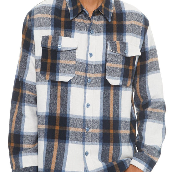 S Men's Checkered Soft Flannel Shacket - Blue/Gold