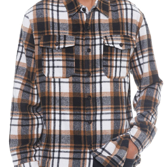 S Men's Checkered Soft Flannel Shacket - Khaki