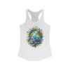 S / Solid White World Foliage Women's Ideal Racerback Tank: Lightweight Comfort with a Sporty Edge