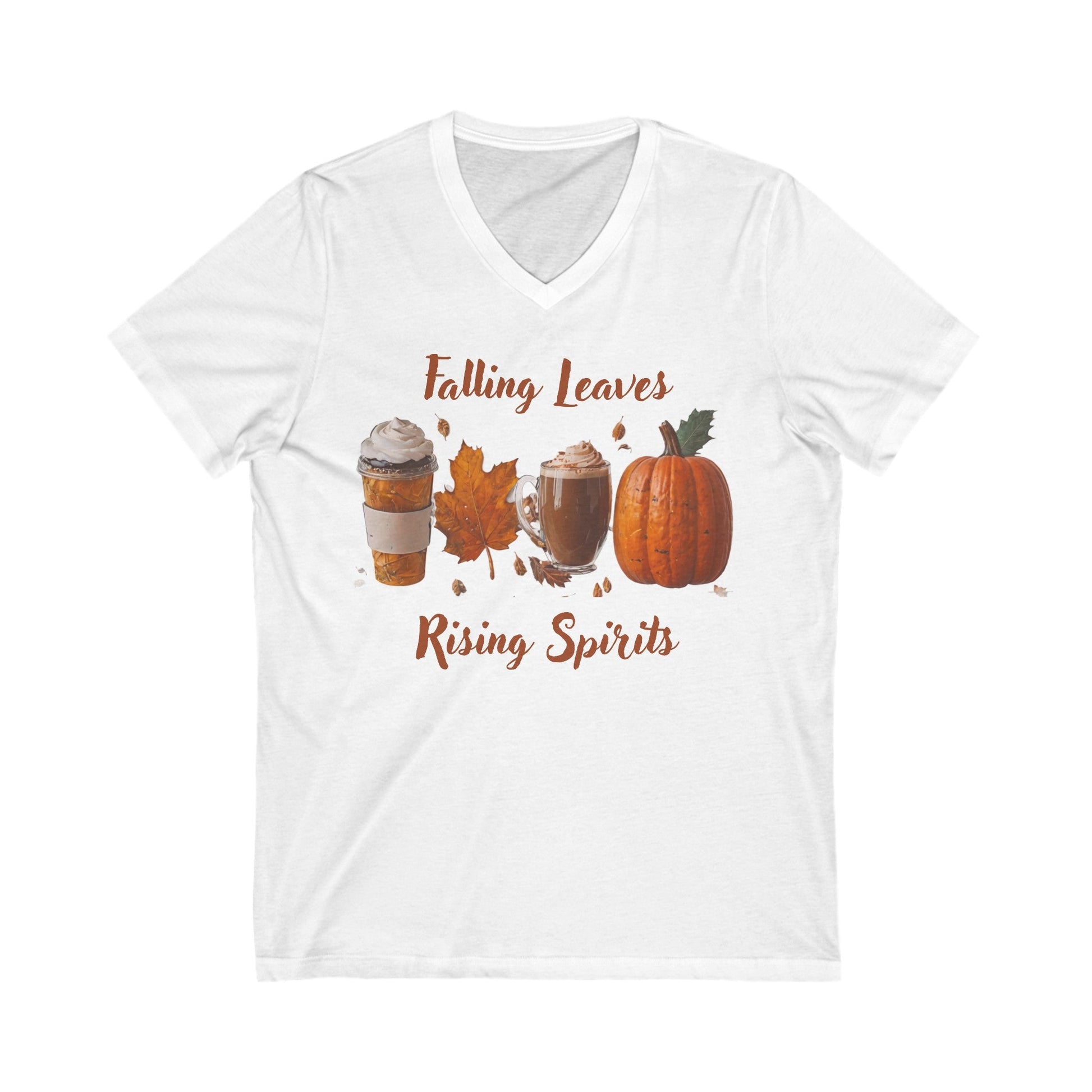 S / White Falling Leaves, Rising Spirits Unisex V-Neck Tee: Stylish Comfort for Every Occasion