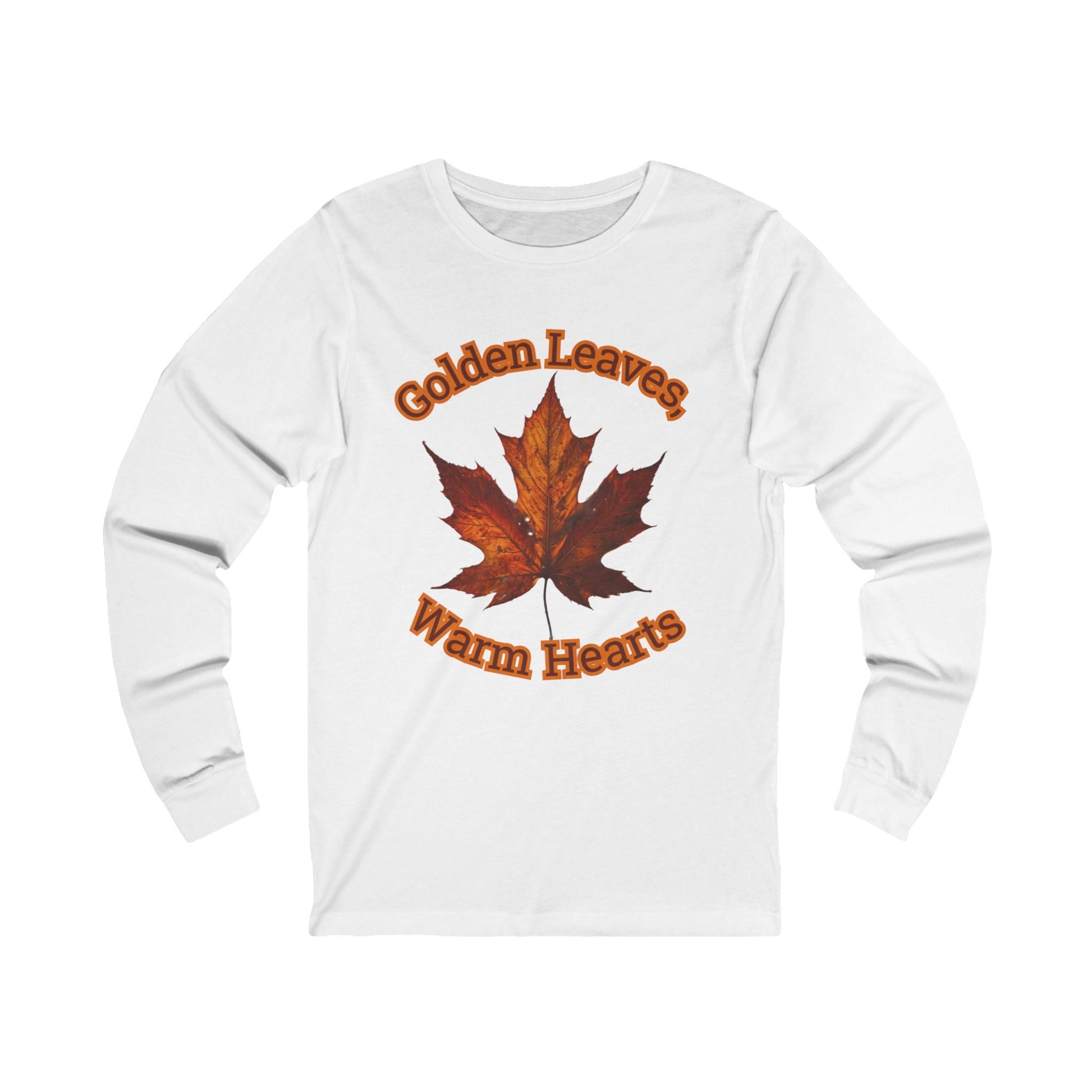 S / White Golden Leaves, Warm Hearts Unisex Jersey Long Sleeve Tee