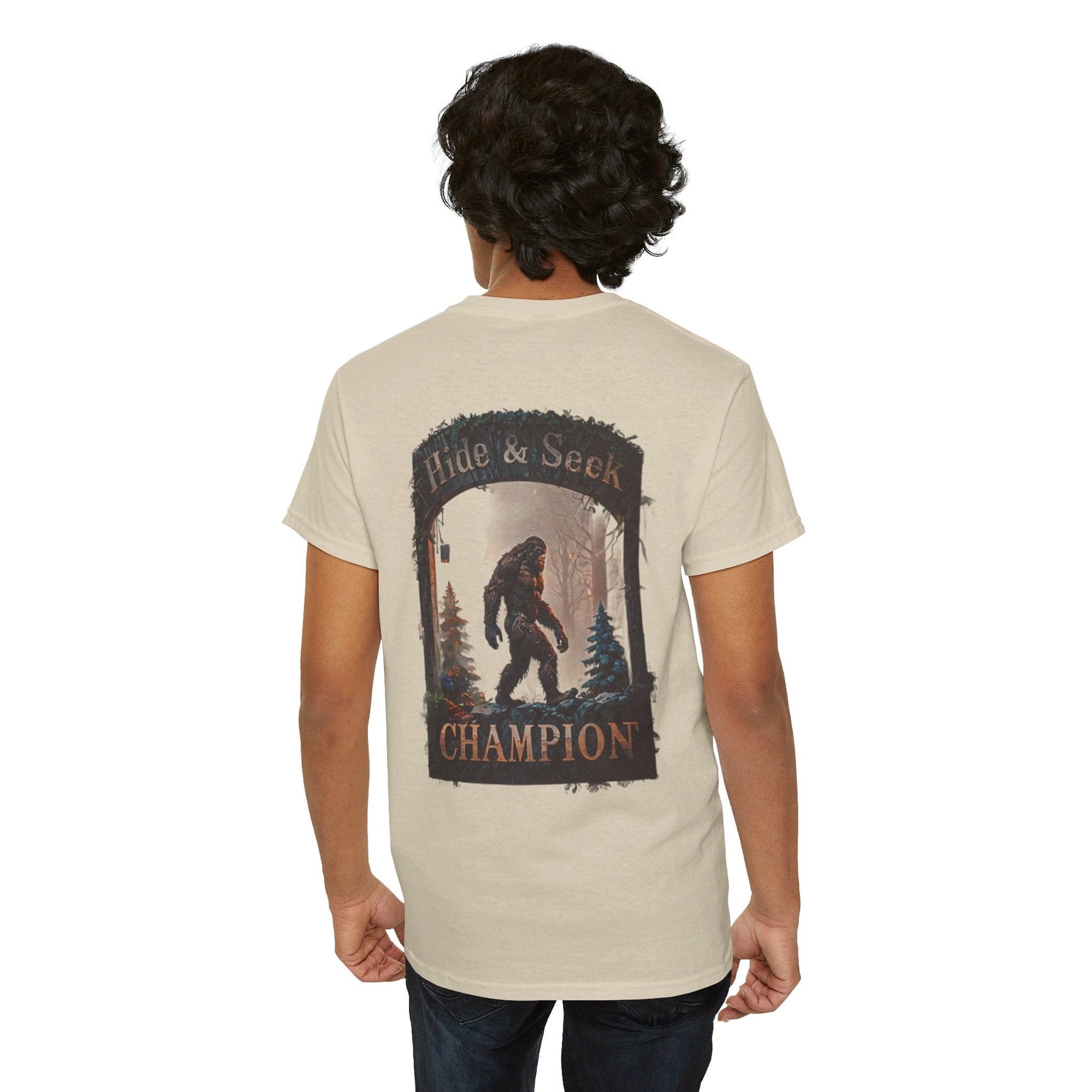 Sand / S Bigfoot Hide and Seek Champion Unisex Heavy Cotton Tee