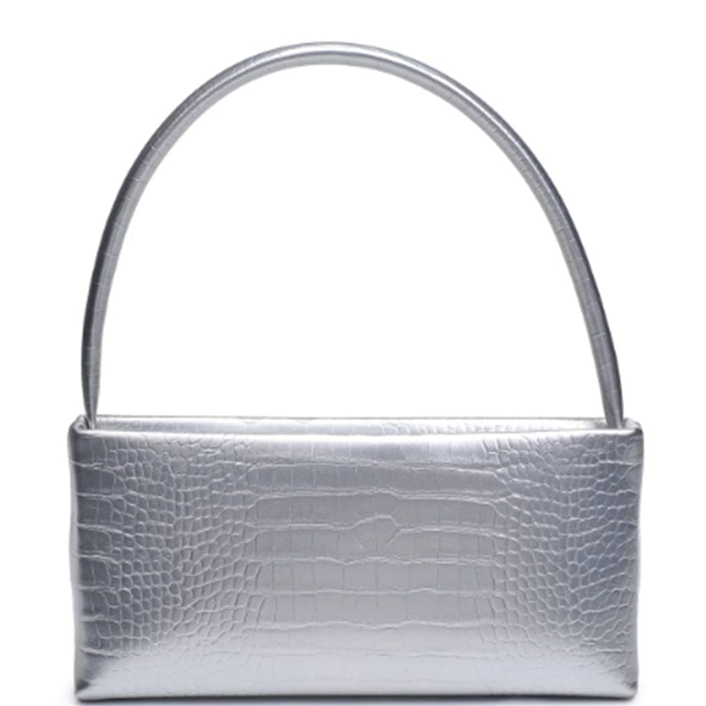 Silver Croc Mandy Handle Crossbody Bag