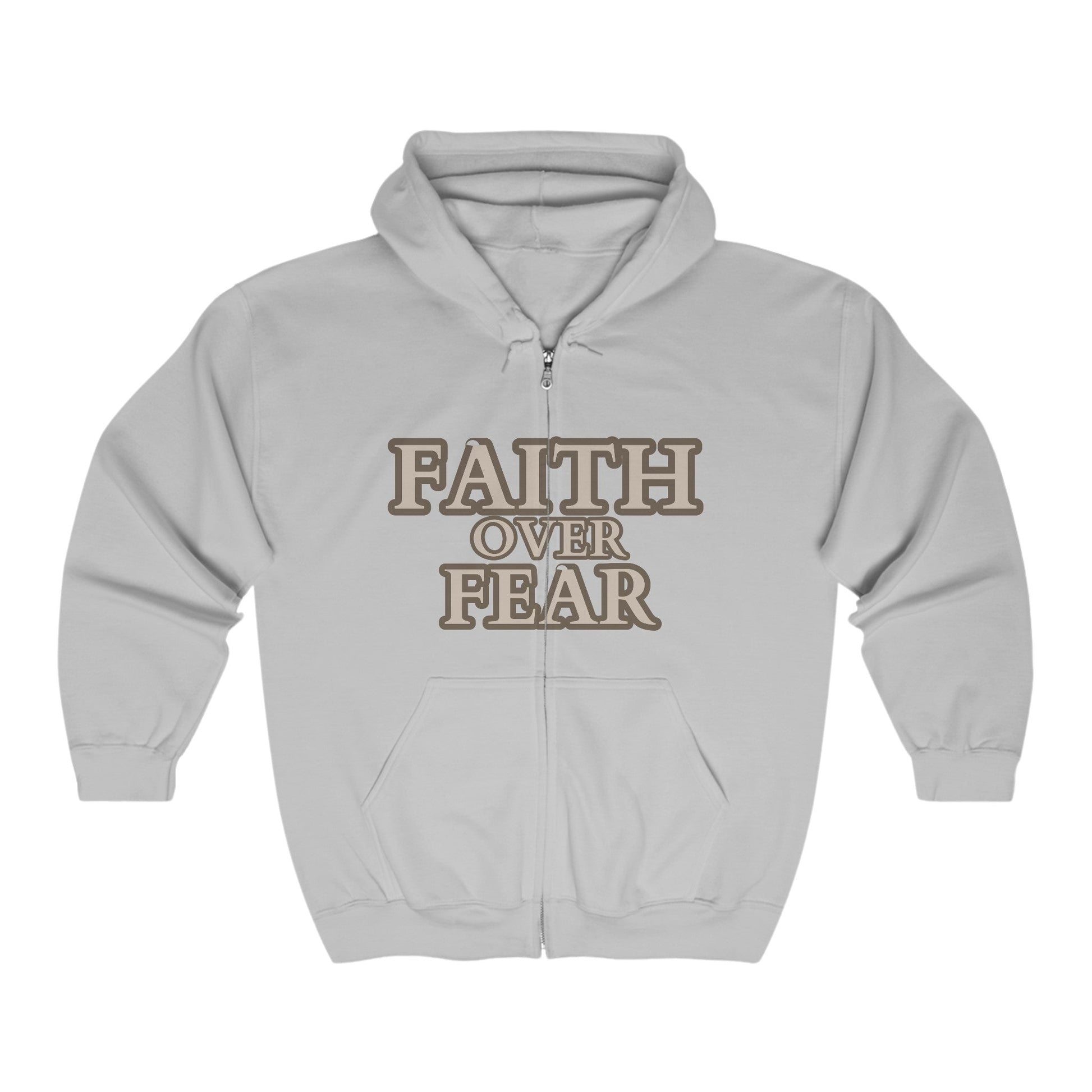 Sport Grey / S Faith Over Fear Unisex Heavy Blend™ Full Zip Hooded Sweatshirt